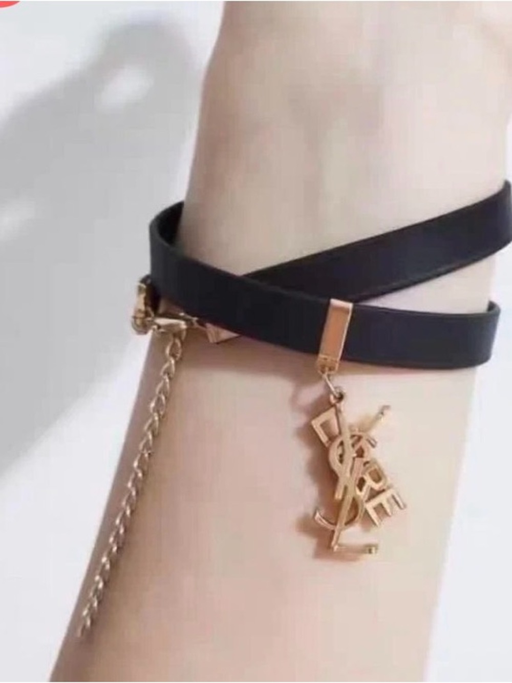 Yves Saint Laurent (YSL) Libre leather charm choker necklace/wrist wrap 13” NWOT - Picture 6 of 6